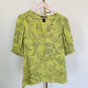 NYCC Lime Green Floral Print Women's Blouse